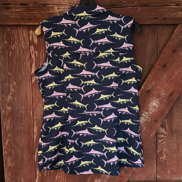 Reel Legends Mariner Performance sleeveless button front shirt. Small. New. - Picture 5 of 7